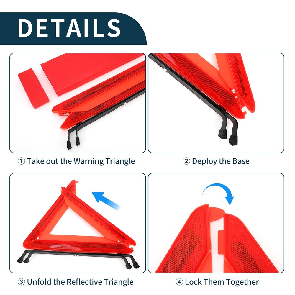 Car Safety Warning Triangle with Storage Case LED Reflective Triangle 1 Pcs