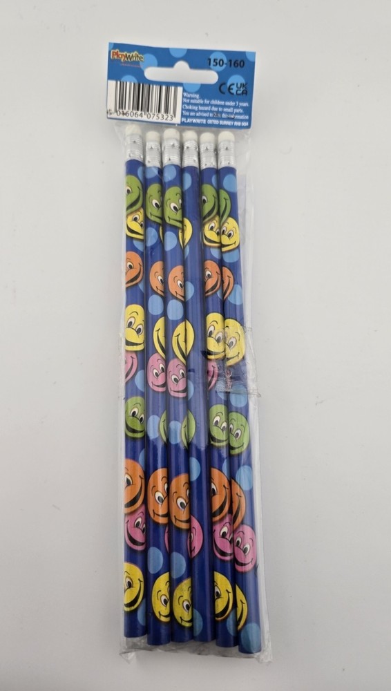 Pencils Pack Of 6 Happy Face