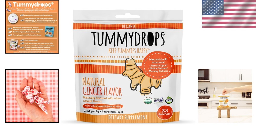 USDA Organic Ginger Drops - Gluten Free & , 33 Individually Wrapped