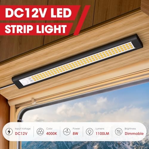 12V LED Light, 12 Volt Light Bar, Enclosed LED Light Technology Black-4P