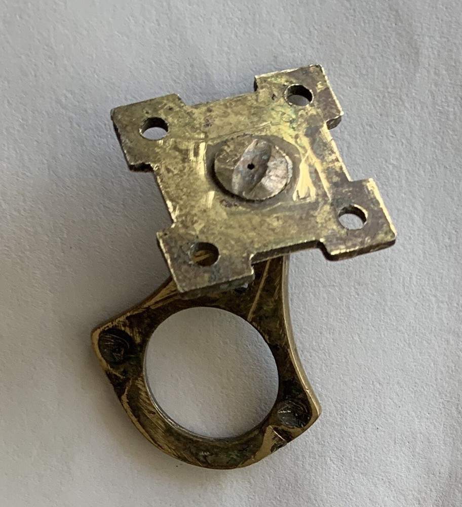 Circa 1900 Arts & Crafts Mission Antique Hardware Brass Drop Ring Drawer Pull
