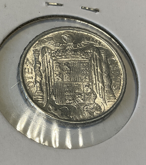 1945 SPAIN 10 CENTIMOS IN AU CONDITION