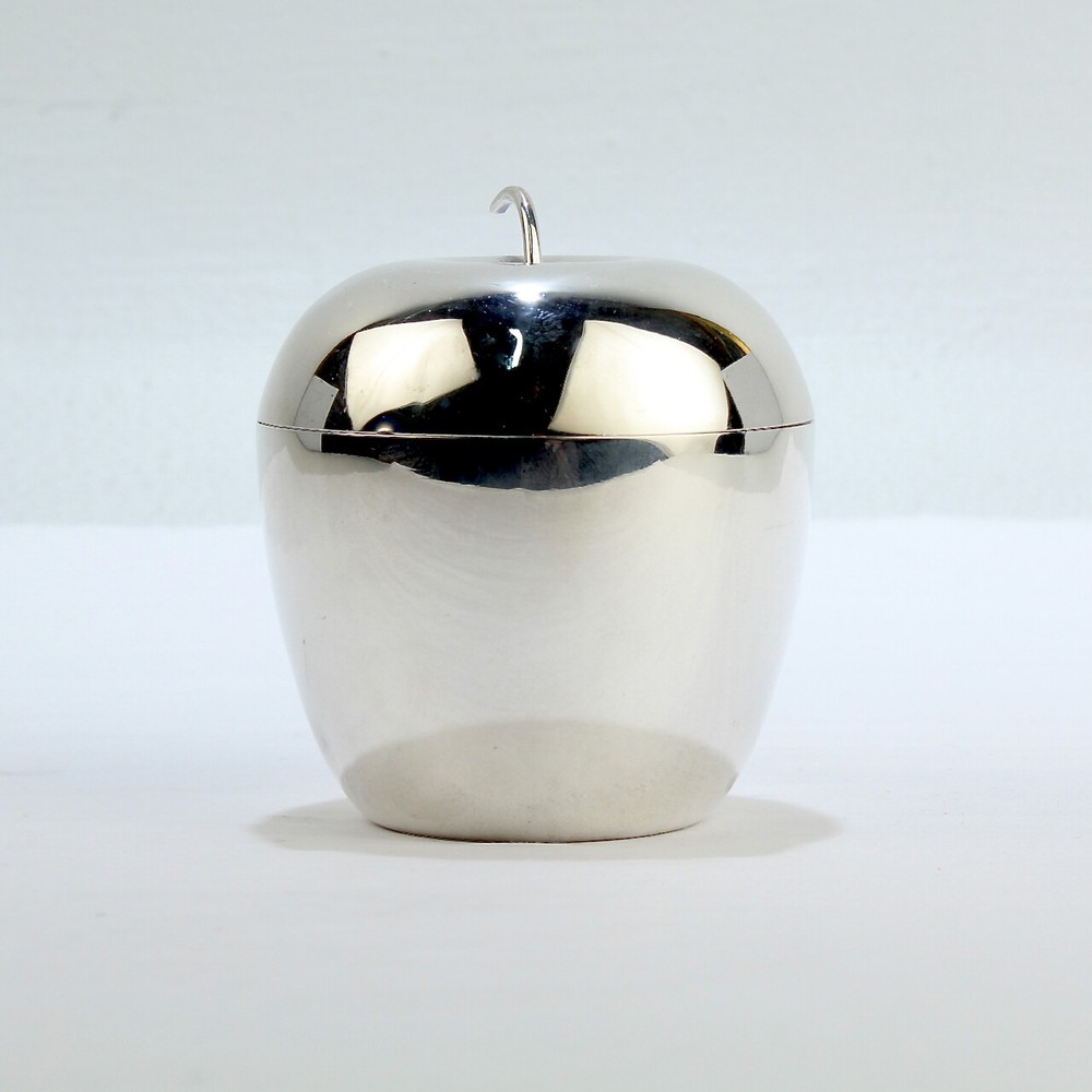 Vintage Figural J. E. Caldwell Apple Shaped Sterling Silver Covered Box