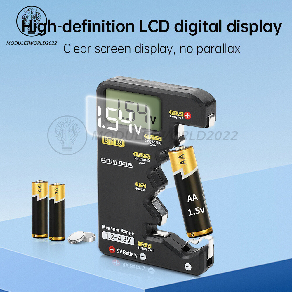 Digital Battery Tester Checker Electricity Indicator Universal AA, AAA 9V Button