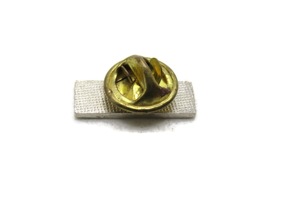 "Support" Green Enamel Lapel Pin Rectangular Bar Silver Tone Metal Hat Pinback