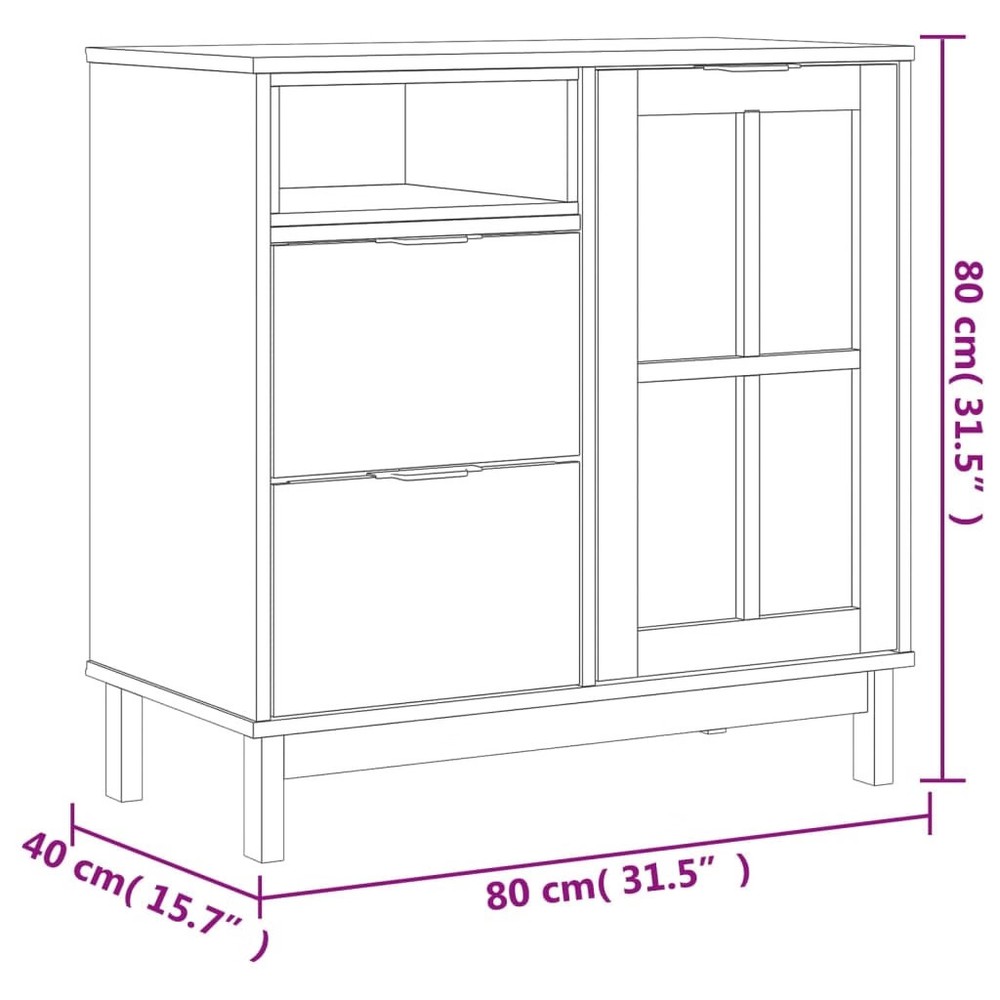 Sideboard Oak Solid pine wood Medium Sideboard Rectangular