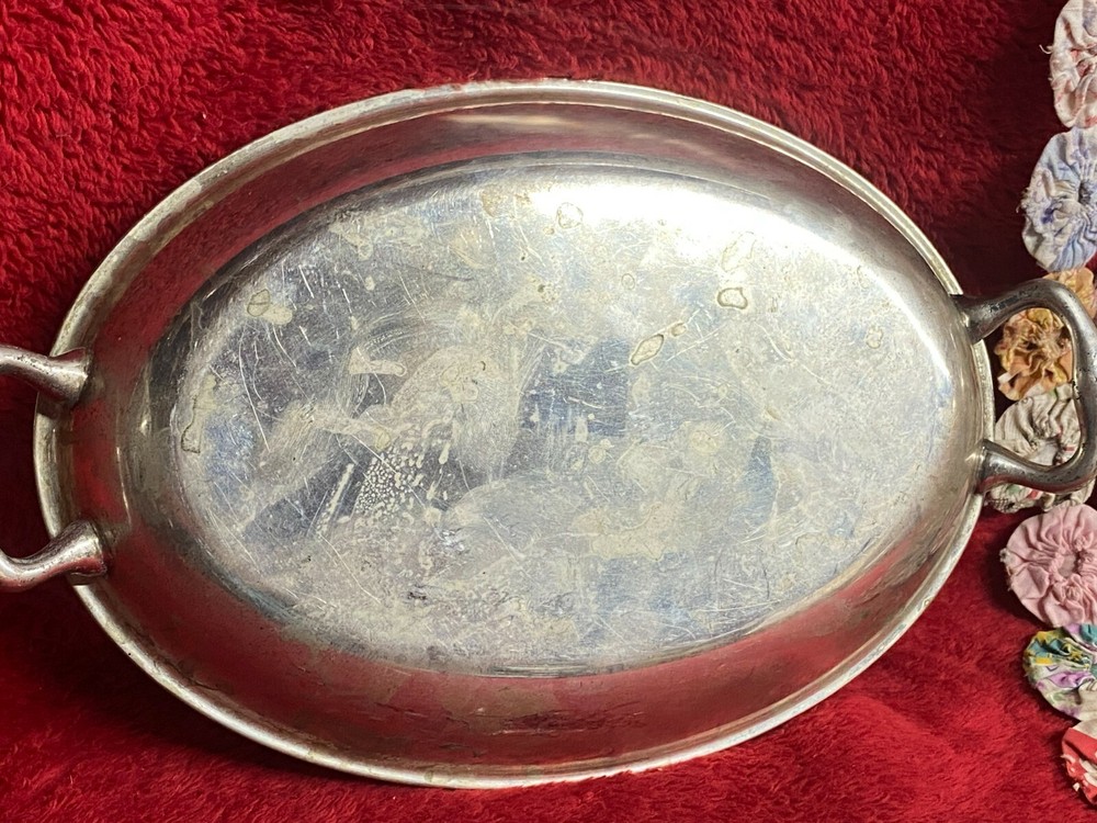 Vtg Silverplate Oval Lid or Pan with Handles