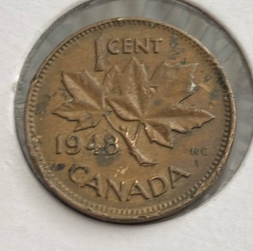 1948 A Between Denticle Canada 1 Cent One