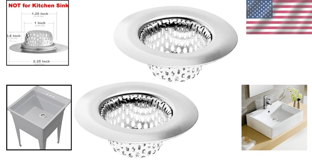 Efficient 2 Pack Hair Catcher Sink Strainers - Rust-Resistant Stainless Steel