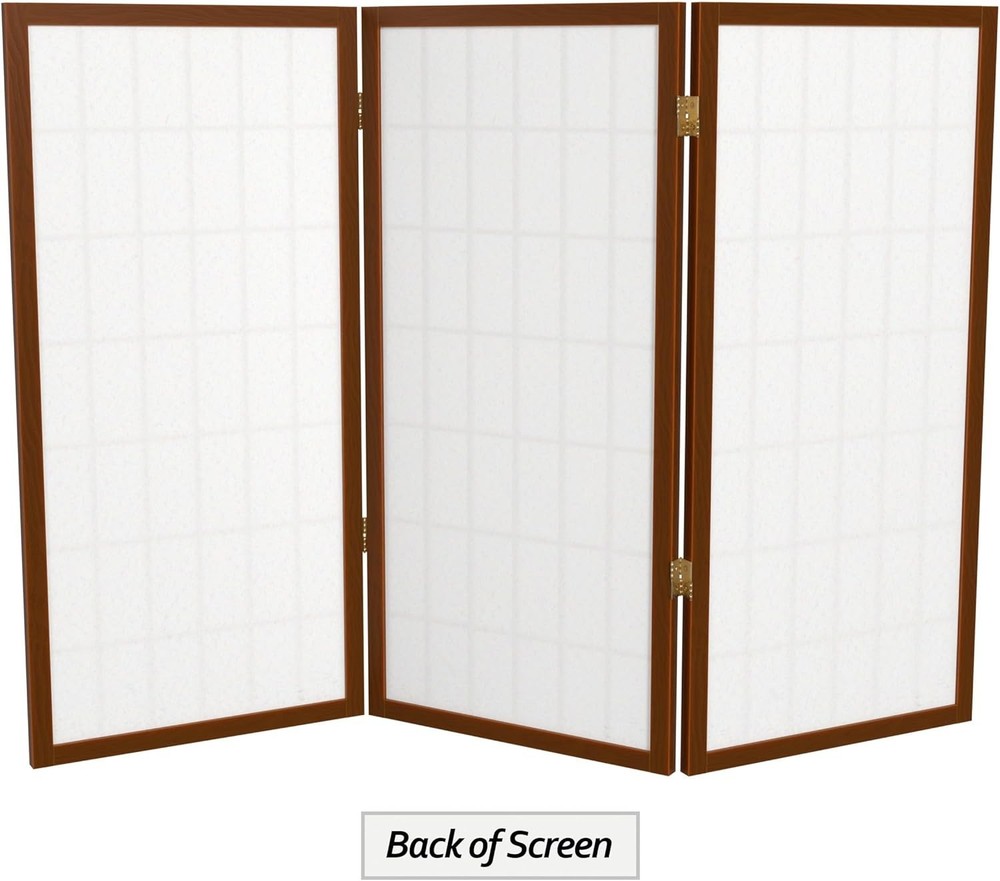 3 ft. Short Window Pane Shoji Screen Walnut 3 Panels