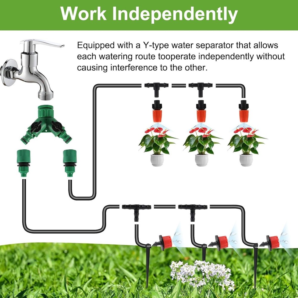 Efficient 98FT Drip Irrigation Kit with Quick Connectors & Water-Saving Design