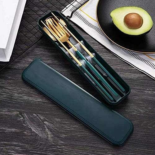 4 Pcs Portable Stainless Steel Tableware Set, Dishwasher Safe Reusable Flatwa...