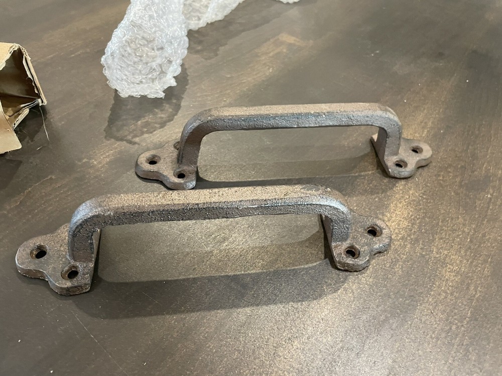 WEBI Rustic Cast Iron Door 9" Handle Pulls, 2 Pack, Black Unused B114