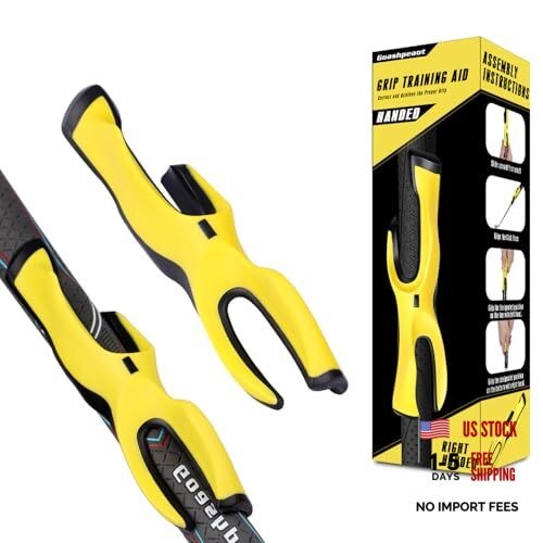 Golf Grip Trainer, 2 Pack, Right Hand Compatible, Plastic, Standard Yellow