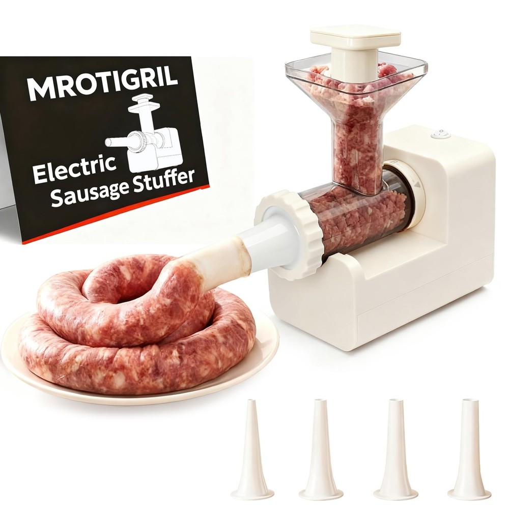 Electric Sausage Stuffer Machine: 4 Stuffing Tubes – One‑Button Start Sausage...