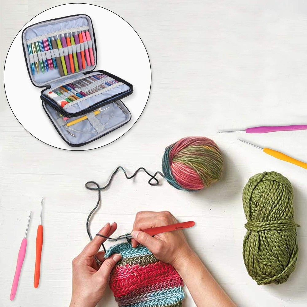 Organizer Case for Interchangeable Circular Knitting Needles, Crochet Hooks a...