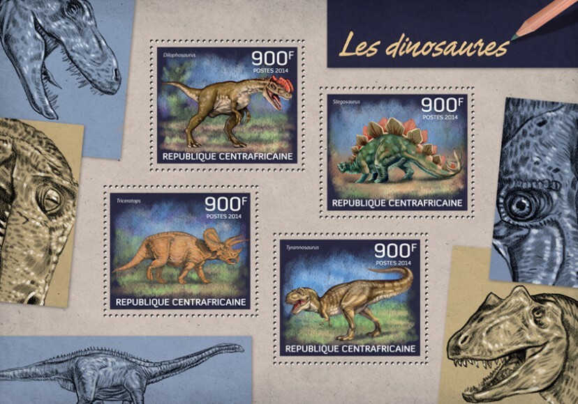 Centrafrique 2014 MNH. DINOSAURS. Y&T Code: 3186-3189  |  Michel Code: 4690-4693