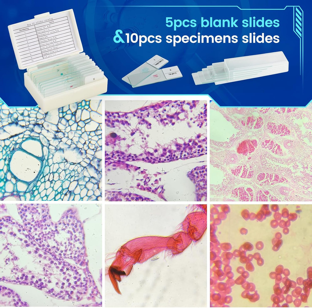 Microscope for Adults Kids 40X-2000X Compound Monocular Microscope for Students