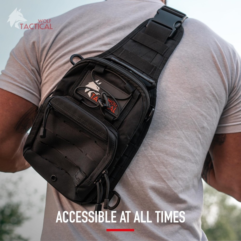 WOLF TACTICAL Compact EDC Sling Bag - Concealed Carry Shoulder Bag for Range,...