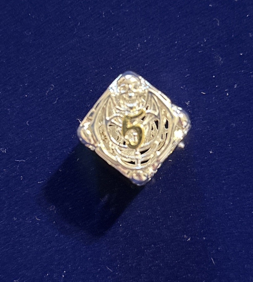 Hollow Silver Skeleton 7 Pc Polyhedral Dice Set Gold Numbers