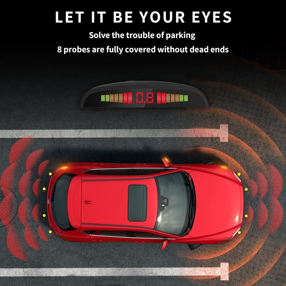 Car Auto Vehicle Reverse Backup Sensor System with 4 Parking Sensor... Fast Ship