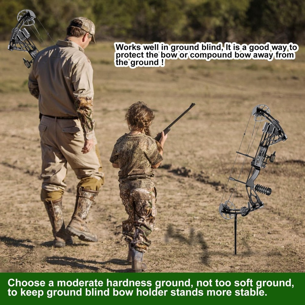 Ground Blind Bow Holder Stake Rubber Coated Archery Bow Stand