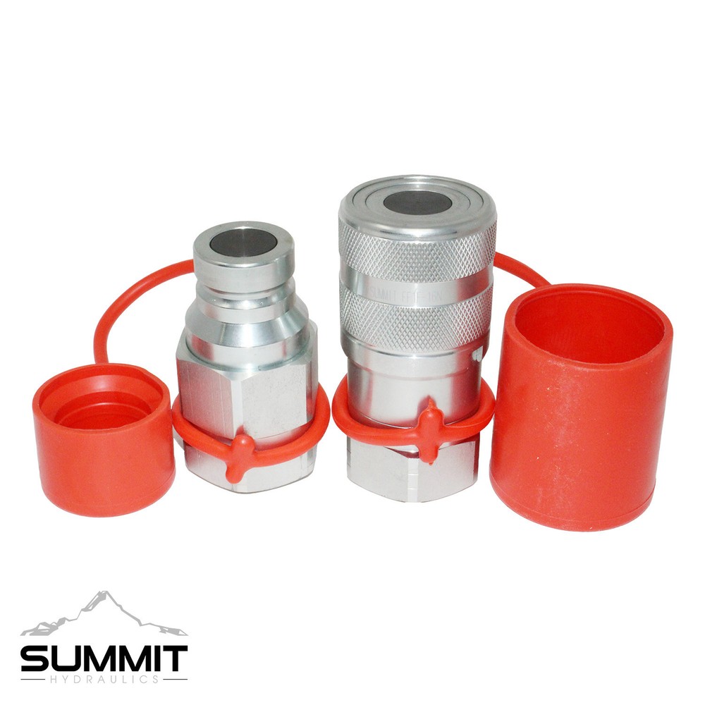 1” NPT High Flow Flat Face Hydraulic Quick Connect Coupler Set, 1” Body