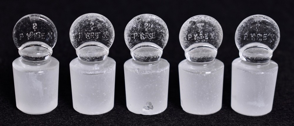 5 Count Pyrex # 22 Penny Head Glass Stoppers