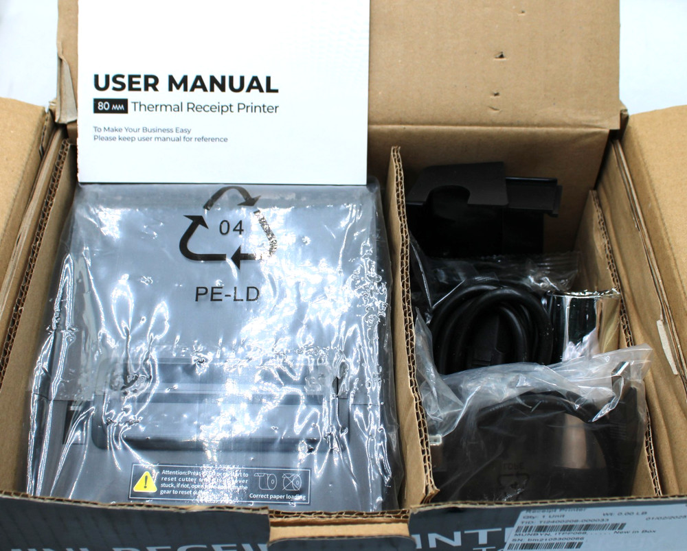 MUNBYN ITPP068 Thermal POS Receipt Printer NEW Open Box w/ Accessories Adapter