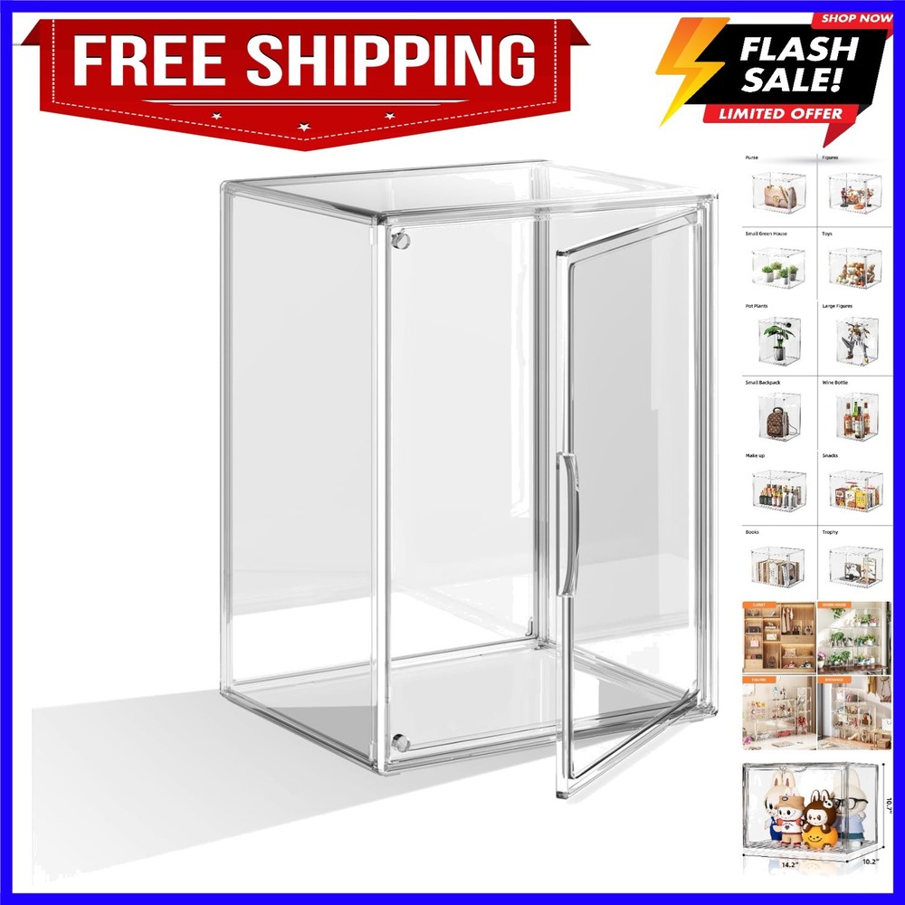 Clear Acrylic Display Case, Extra Large Stackable Storage Bins Magnetic Attra...