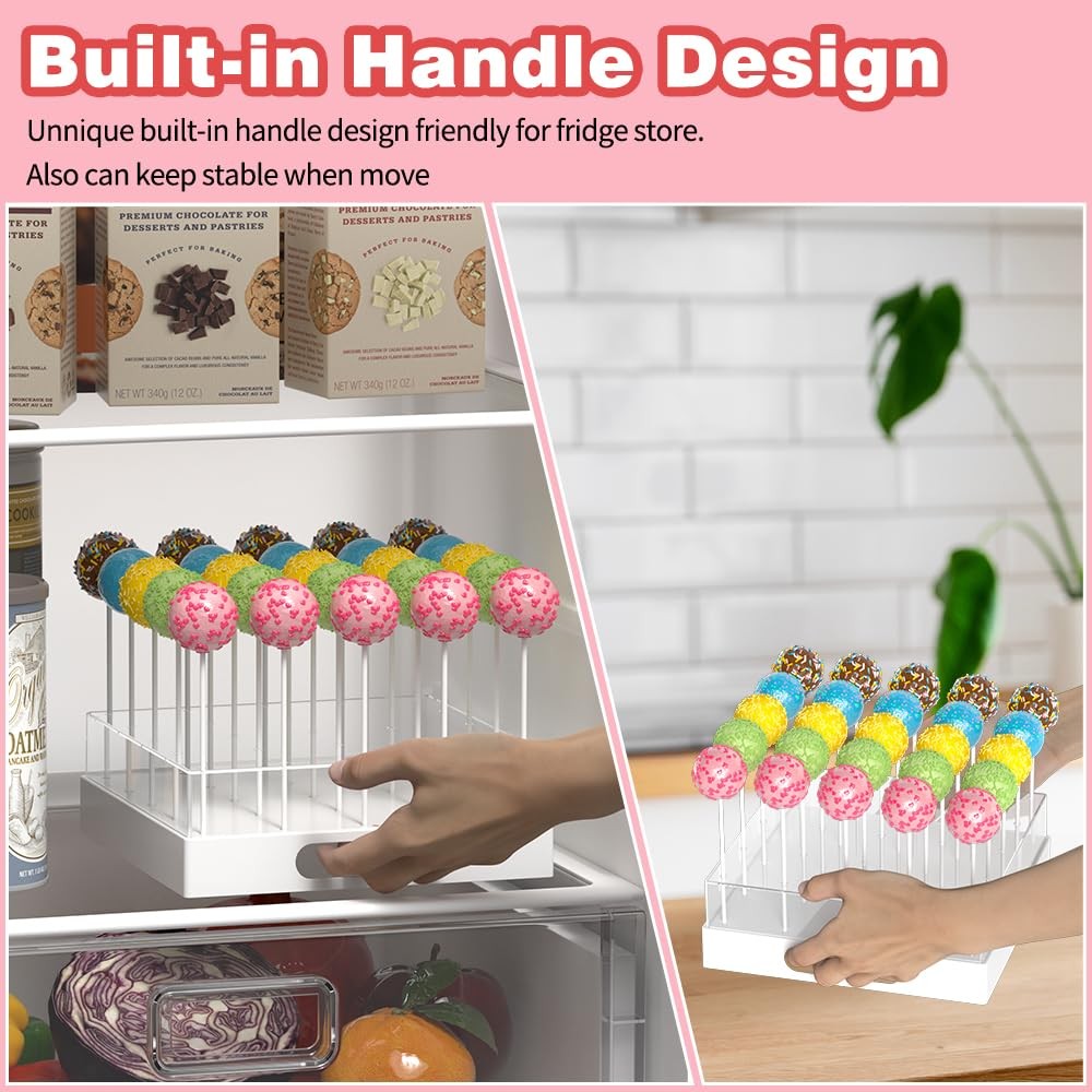 2 Pack Cake Pop Stand 25 Holes Clear Display Holder Candy Pop Stand Set