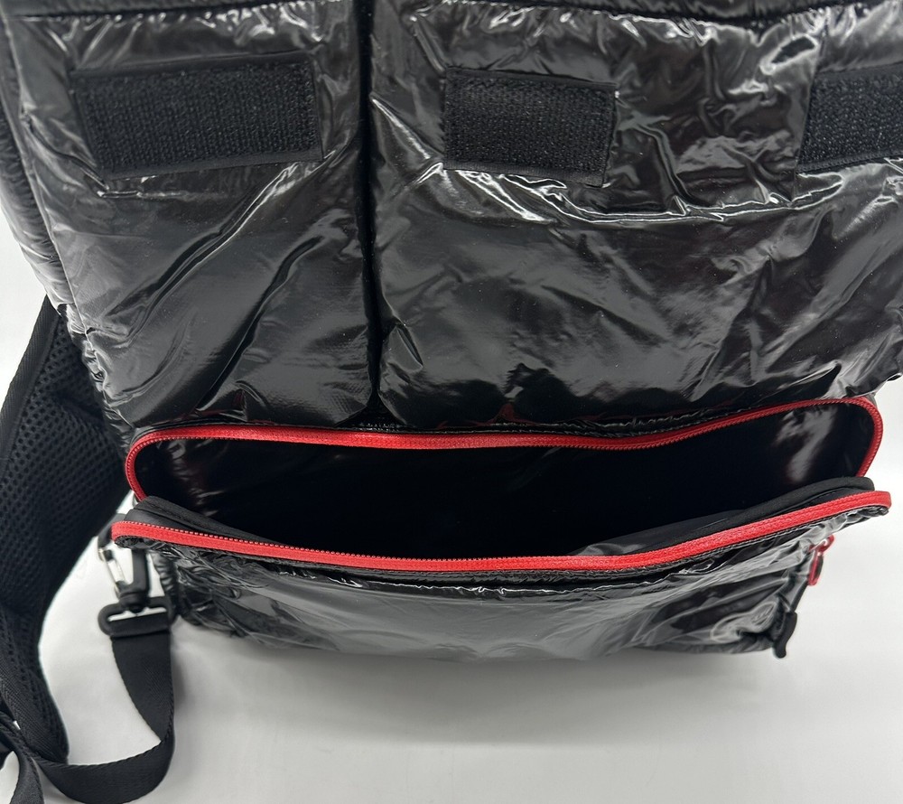 iSkin Collaboration DUCATI Black Redline Nylon Backpack Multi with Pockets Bag