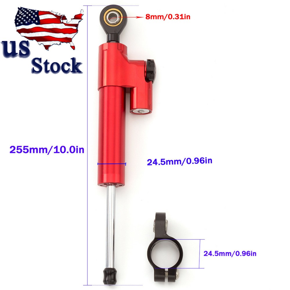 CNC Red Steering Damper Motorcycle Stabilizer Linear Reversed Safety Control