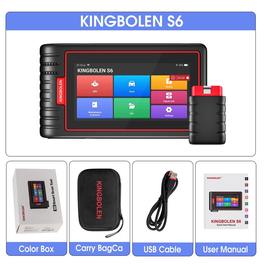 KINGBOLEN S6 Car Diagnostic Tool OBD2 Scanner ALL System Bluetooth- Free Update