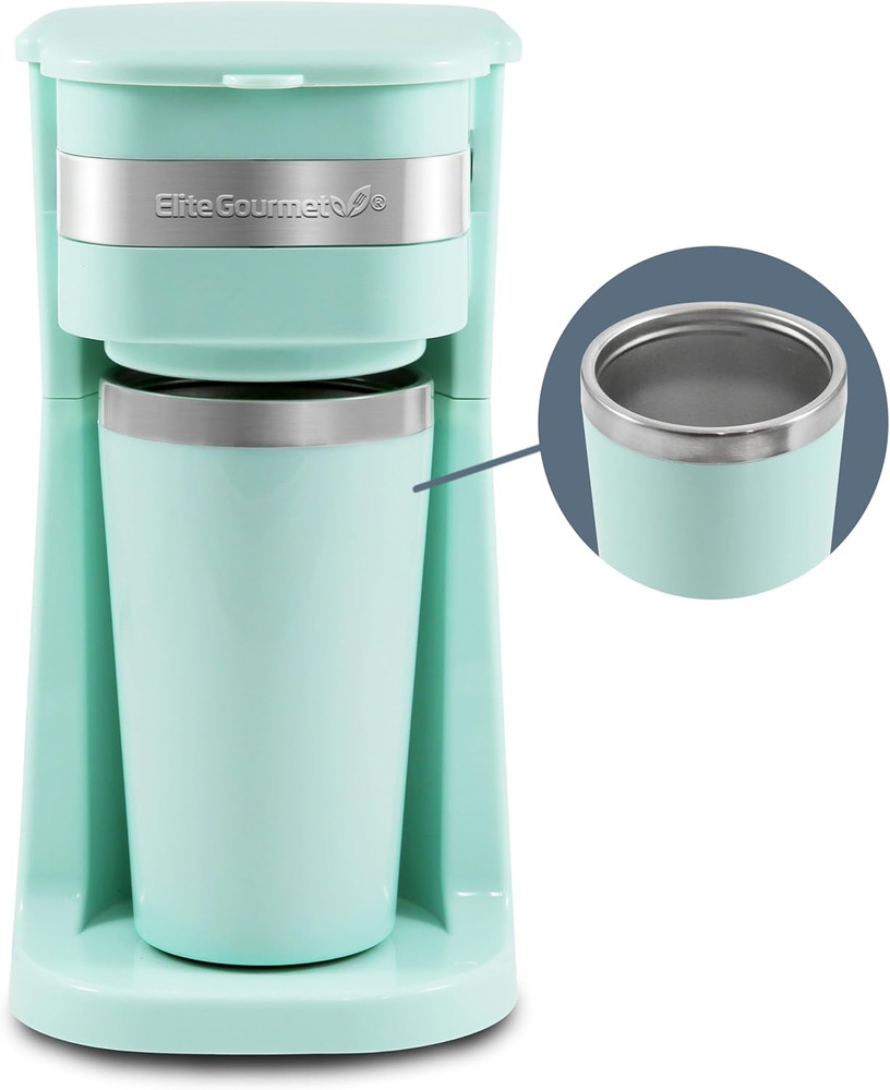 EHC113M Personal Single-Serve Compact Coffee Maker Brewer Includes 14Oz. Stainle