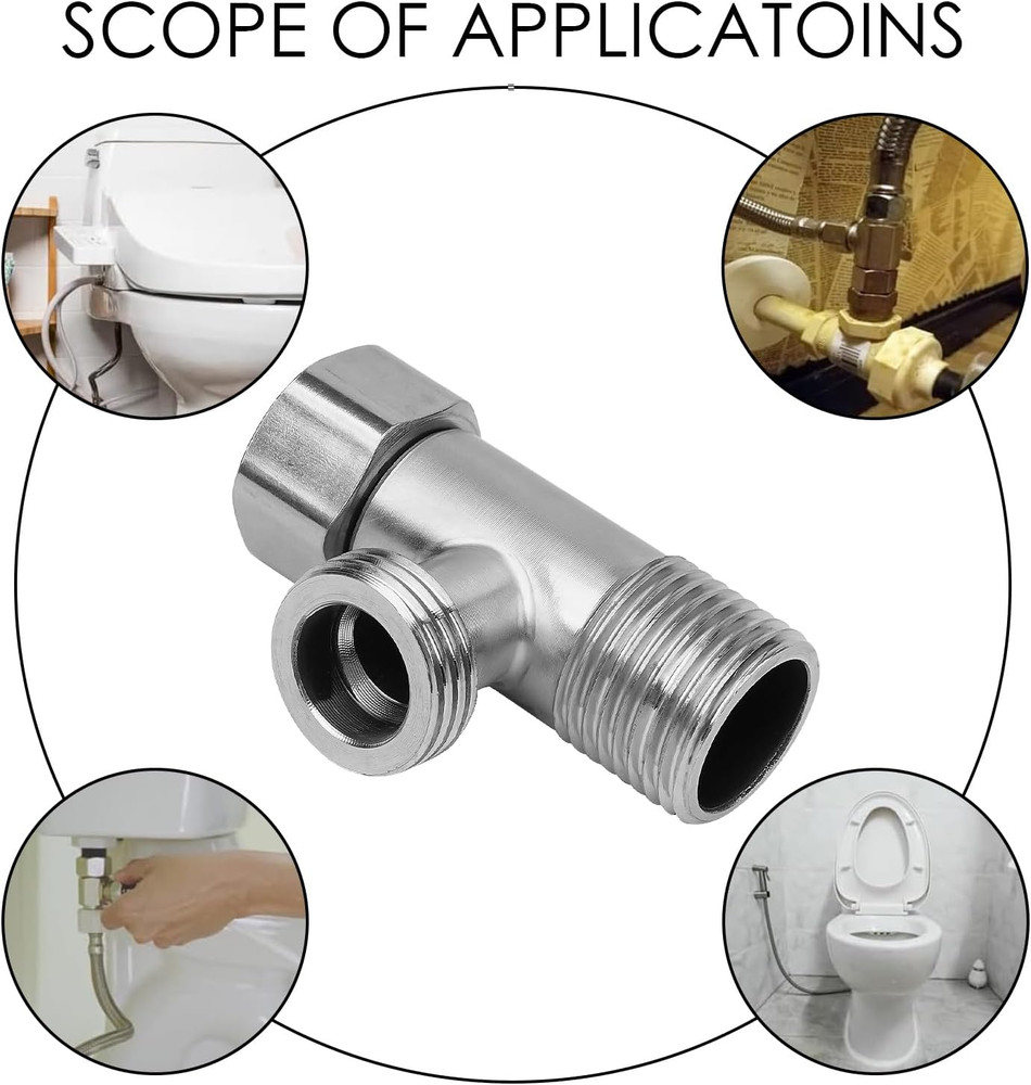 2Pack Solid Brass G1/2" 3 Way Diverter Valve - Hose Fitting Tee, 3 Way Shower Di