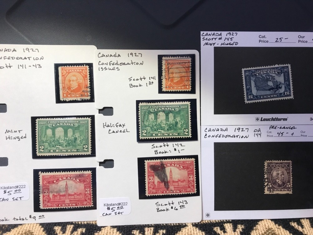 Canada Confederation Issues Lot of 8 Sc# 141 - 145 - Includes 144 Pre-Cancel