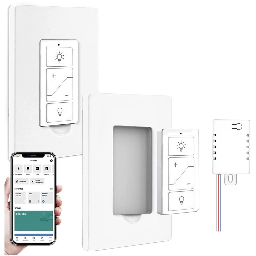 Used Wireless Dimmer Switch and Receiver Kit 3-Way remote control Work Alexa