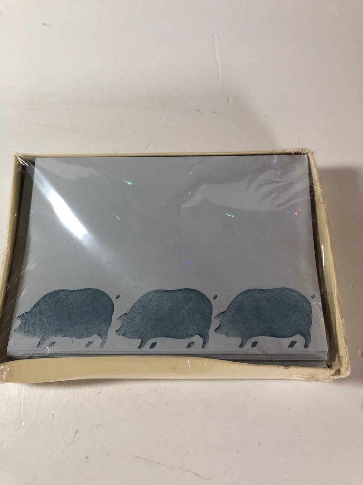 Vintage Hallmark Notes, 12 Double-Fold Notes w/envelopes Pigs NIB
