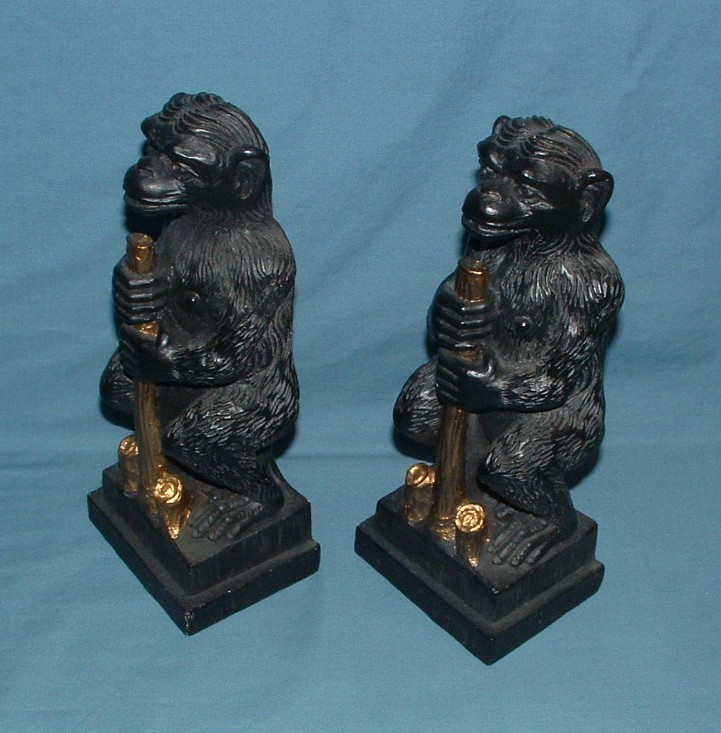 MONKEY / APE CHALKWARE BOOKENDS - GARGOYLES STUDIO - USED