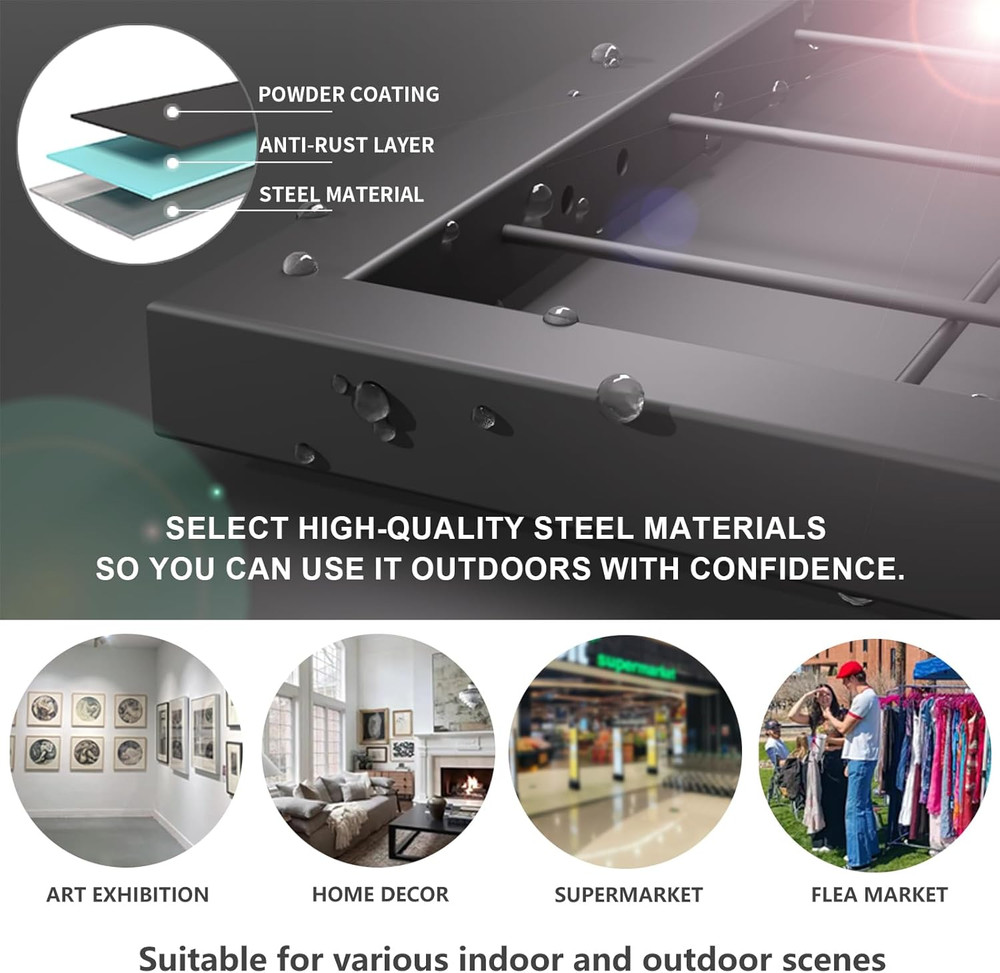 Foldable Grid Wall Panel Set - Heavy Duty Display Rack for Retail & Events