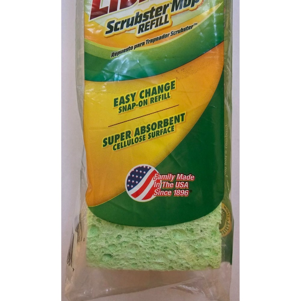 Libman Scrubster Mop Refill Easy Change Super Absorbent Cellulose Surface 1 ct