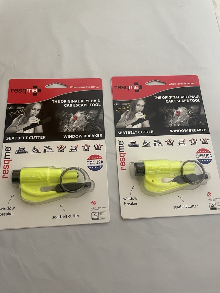 Lot Of (2) Resqme The Original Car Escape Tool, Neon