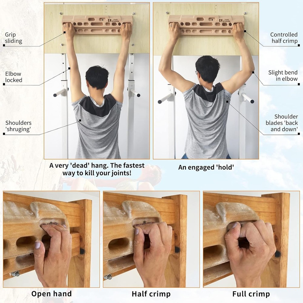 Door Mount Climbing Hangboard with Pull Up Bar