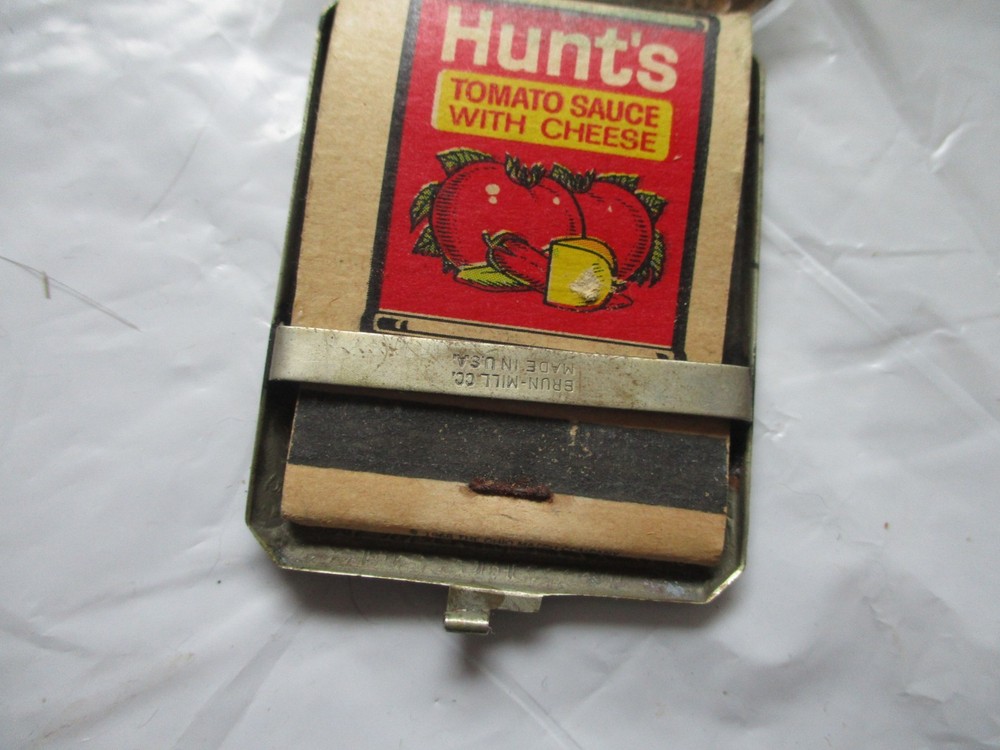 Vintage silver match book holder Brun-mill USA chatelain