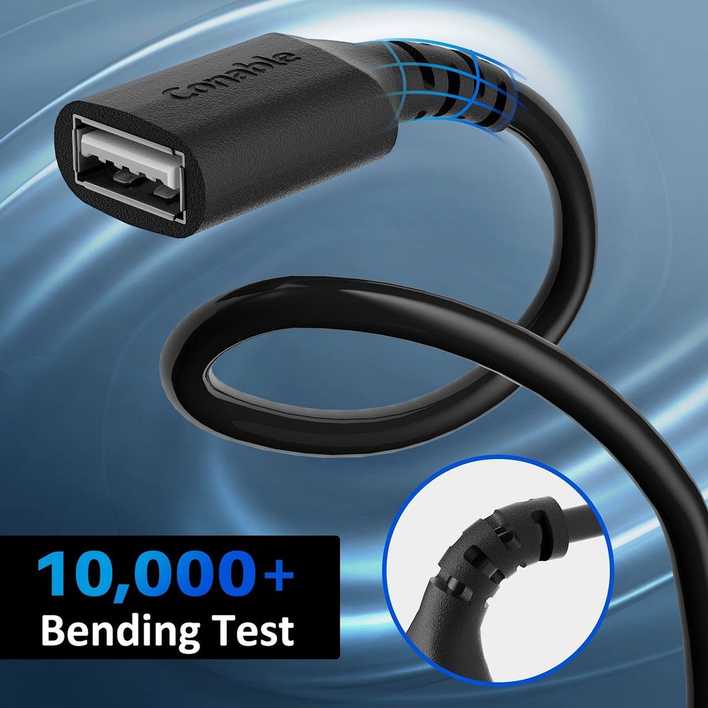 3 Pack USB Extension Cable 2 FT, Short 2.0 Type A 2FT (3 Pack), Black