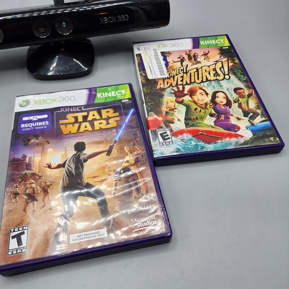 Microsoft Xbox 360 Kinect Sensor Bar Black 1414 - Kinect Adventures + Star Wars
