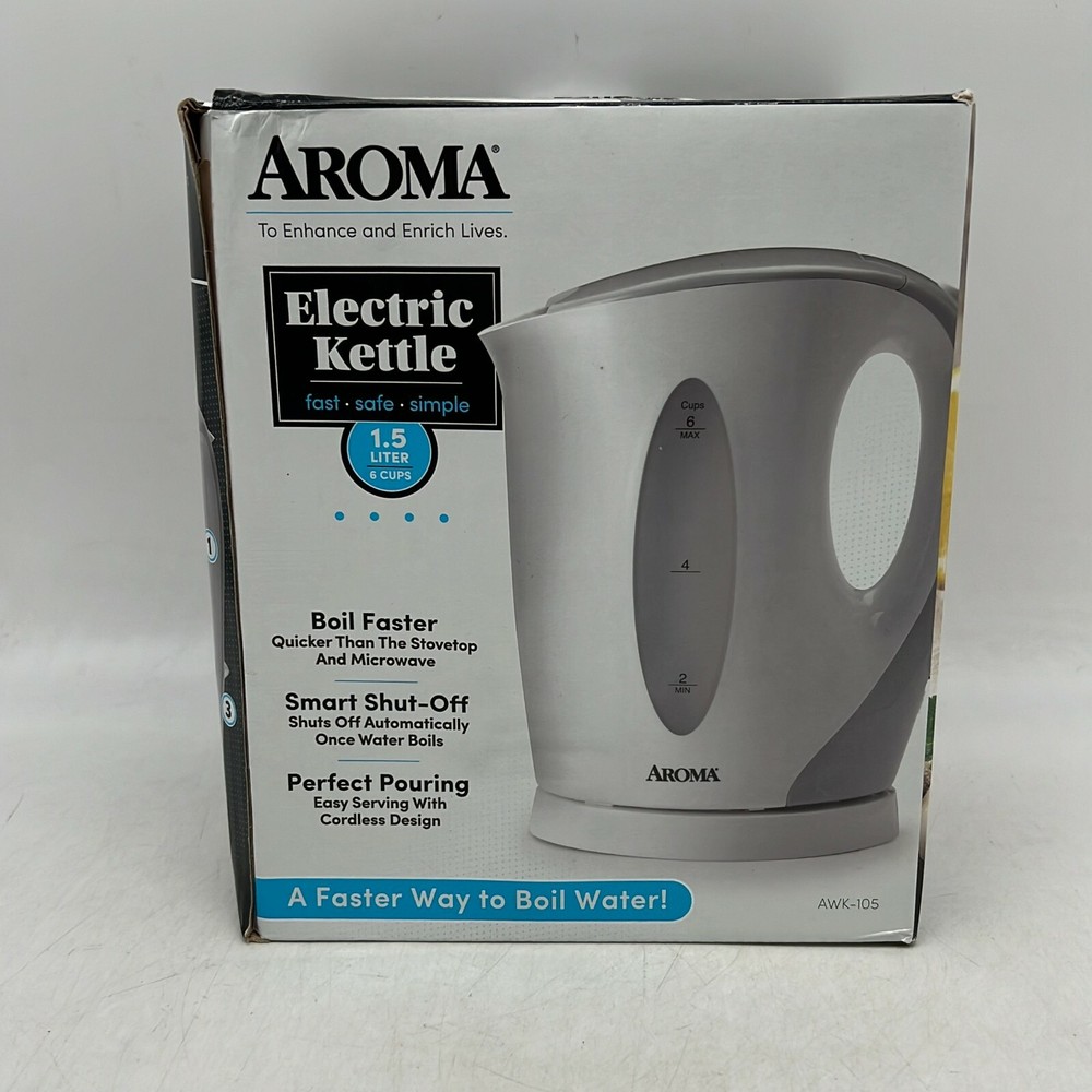 Aroma Housewares AWK-105 1.5 Litter Easy Grip Handle Gray Electric Kettle