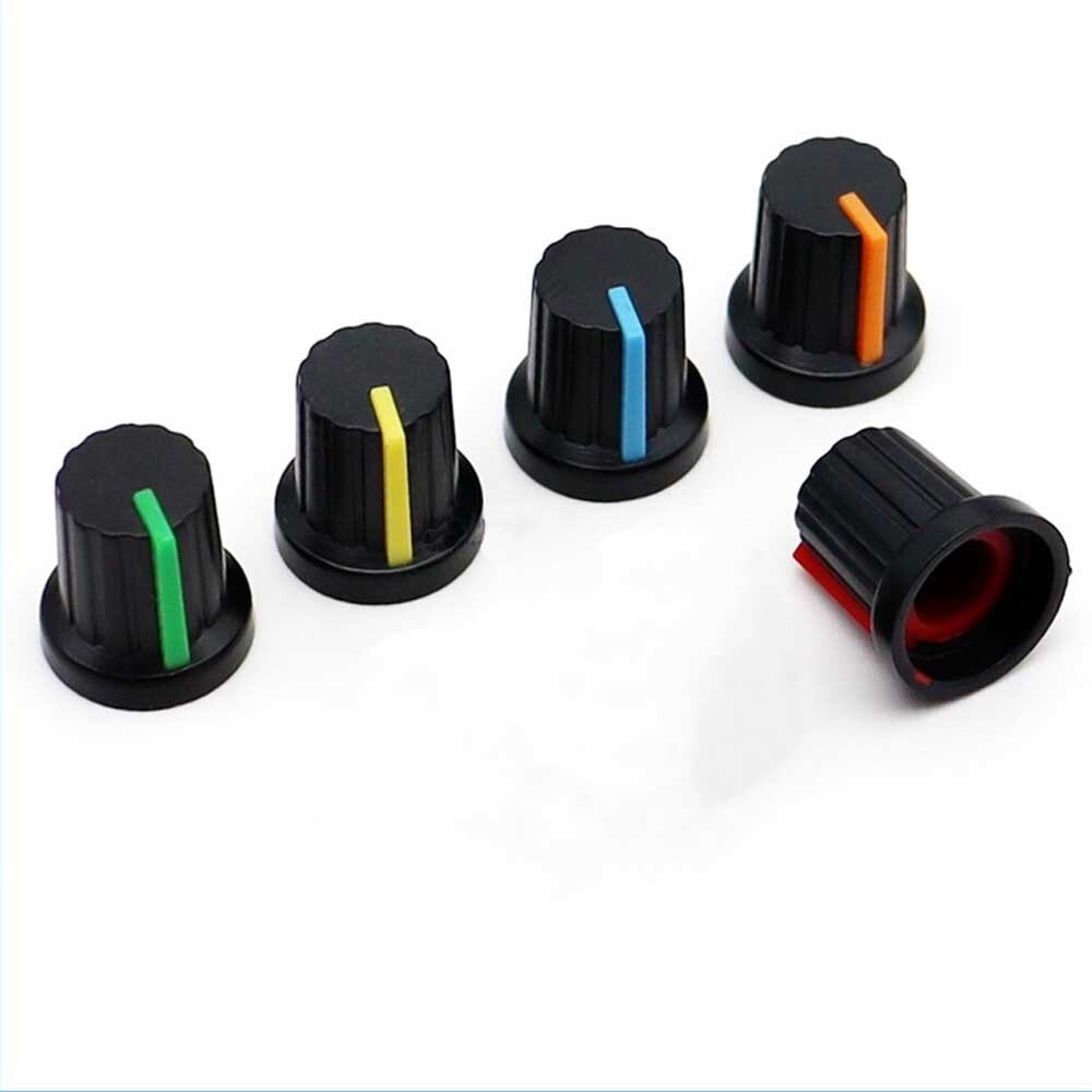 40PCS 6mm Shaft Hole Plastic Threaded Knurled Potentiometer Knobs Cap KIT 15*15