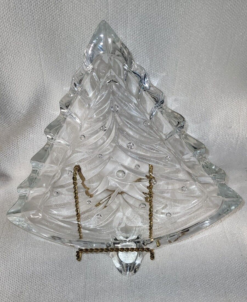 Pressed Glass Crystal Christmas Tree Candy Dish